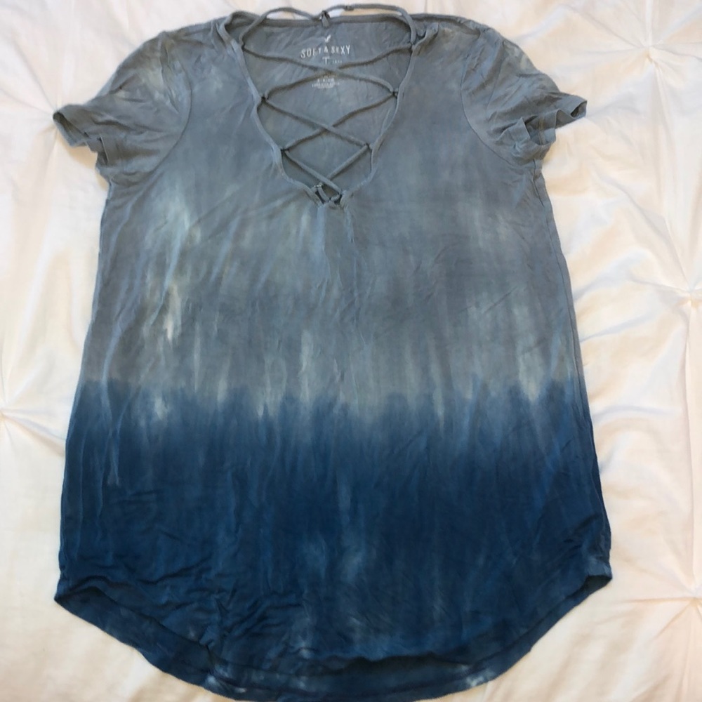 blue short sleeve top